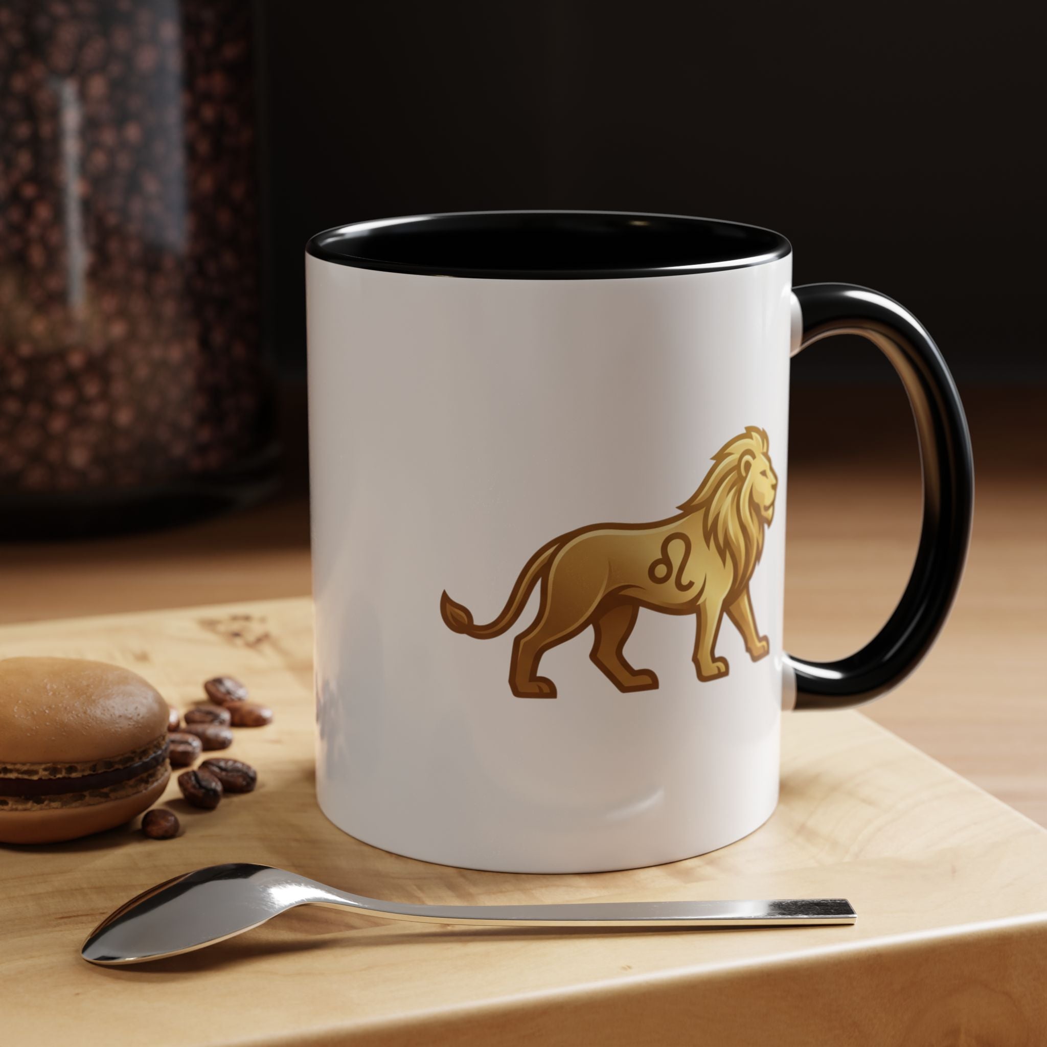 Leo Zodiac Coffee Mug — Gold Lion Accent Mug for Astrology Lovers