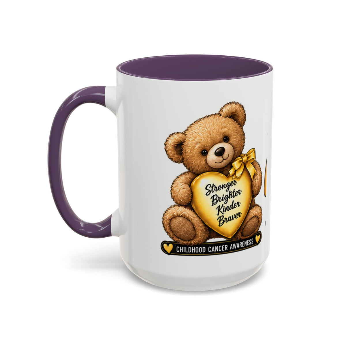 Gold Ribbon Teddy Bear Childhood Cancer Awareness Accent Mug (11/15oz)