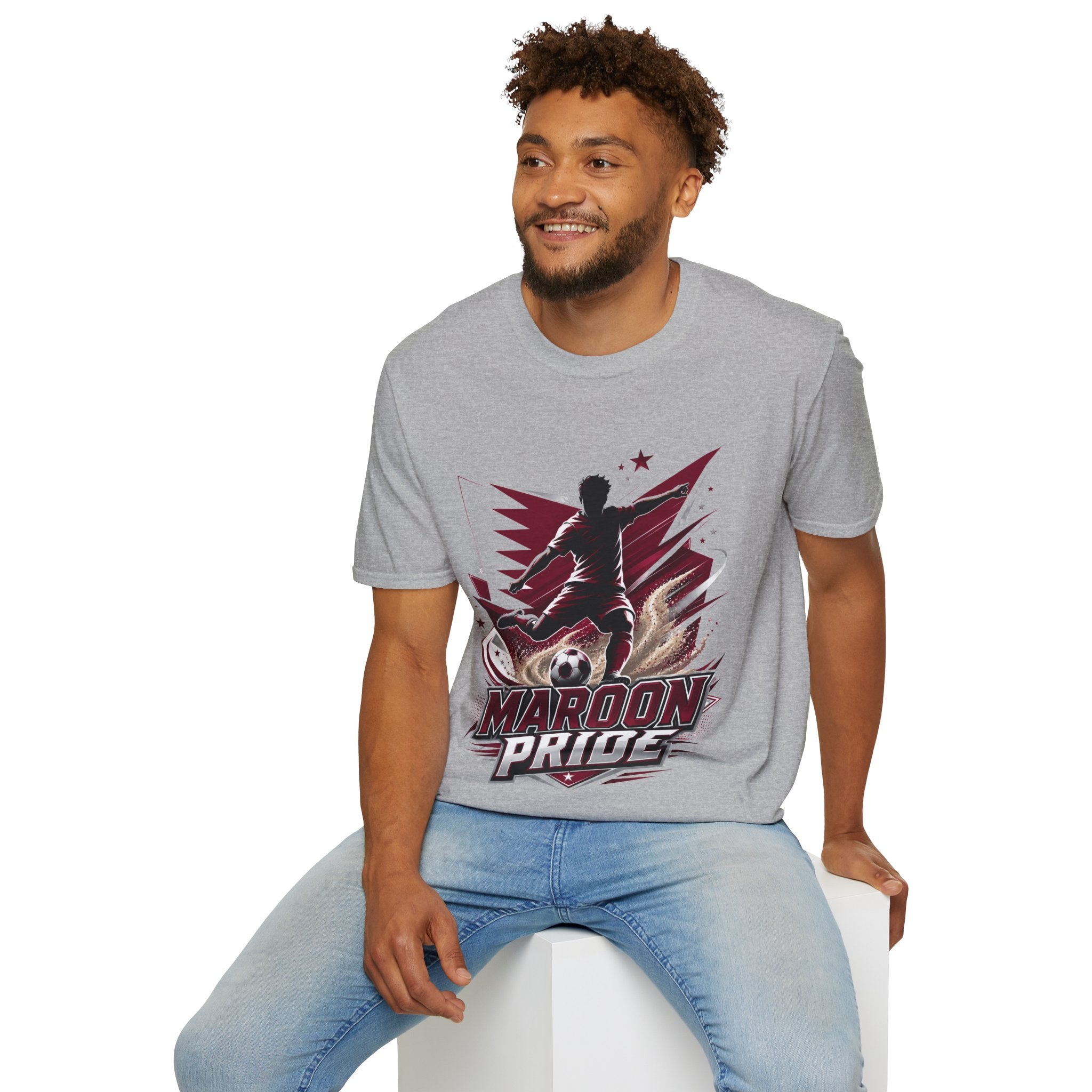 Qatar Maroon Pride Soccer T-Shirt — Silhouette Player Graphic Tee