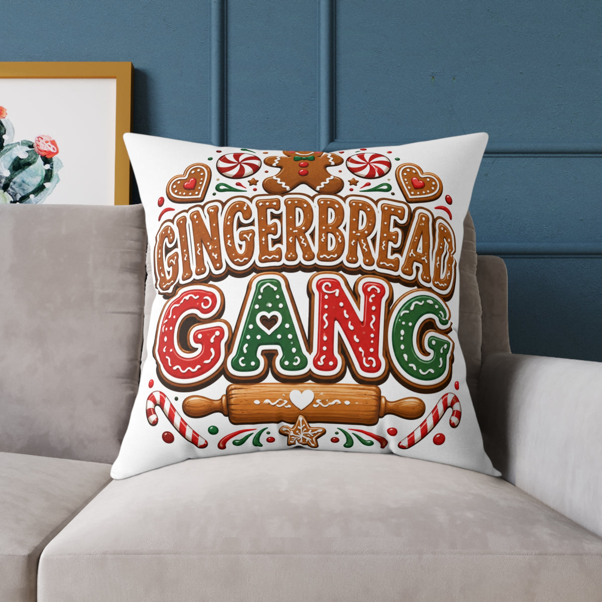Christmas Gingerbread Gang Holiday Throw Pillow