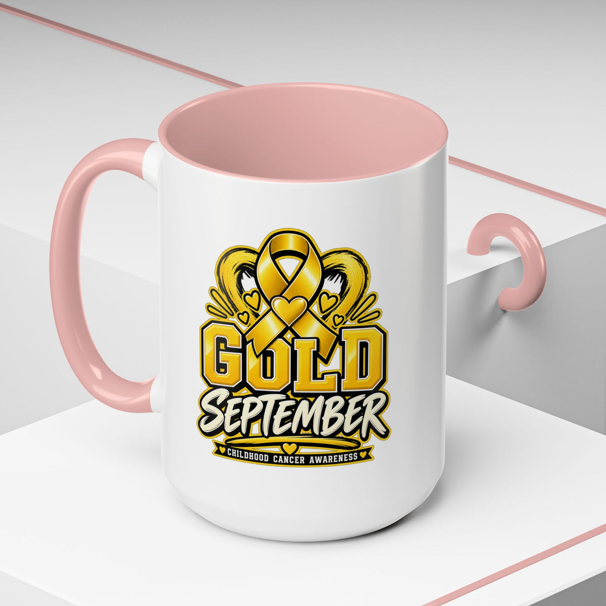 Gold September Coffee Mug — Childhood Cancer Awareness Accent Mug (11/15oz)