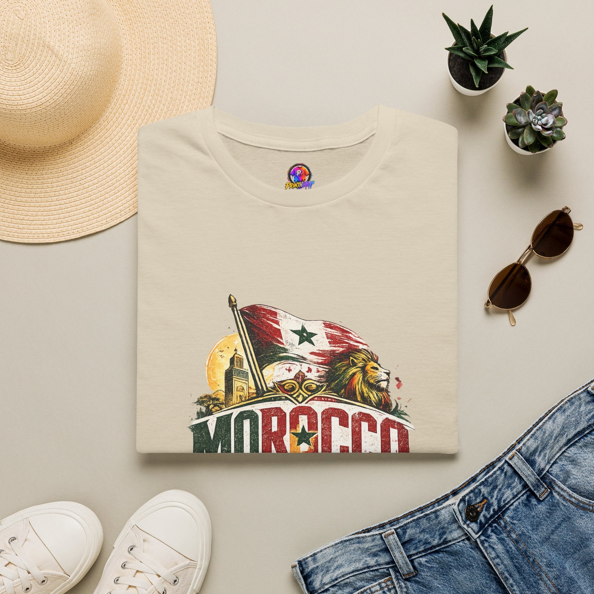 Morocco Soccer T-Shirt — Vintage Flag & Lion Football Tee
