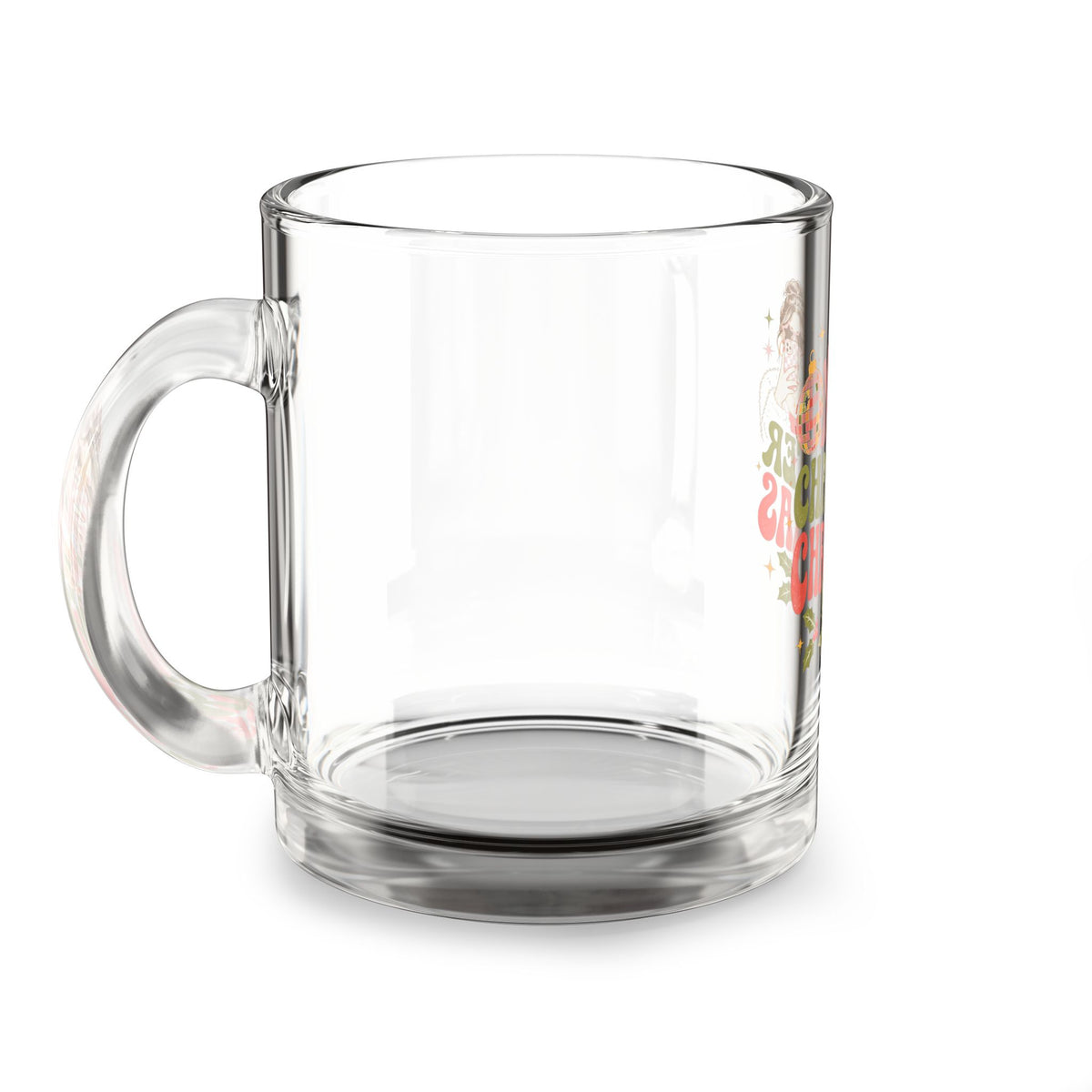 Modern Day Christmas Glass Mug  10oz Glass Mug — Merry Character Christmas Retro Holiday Coffee Cup