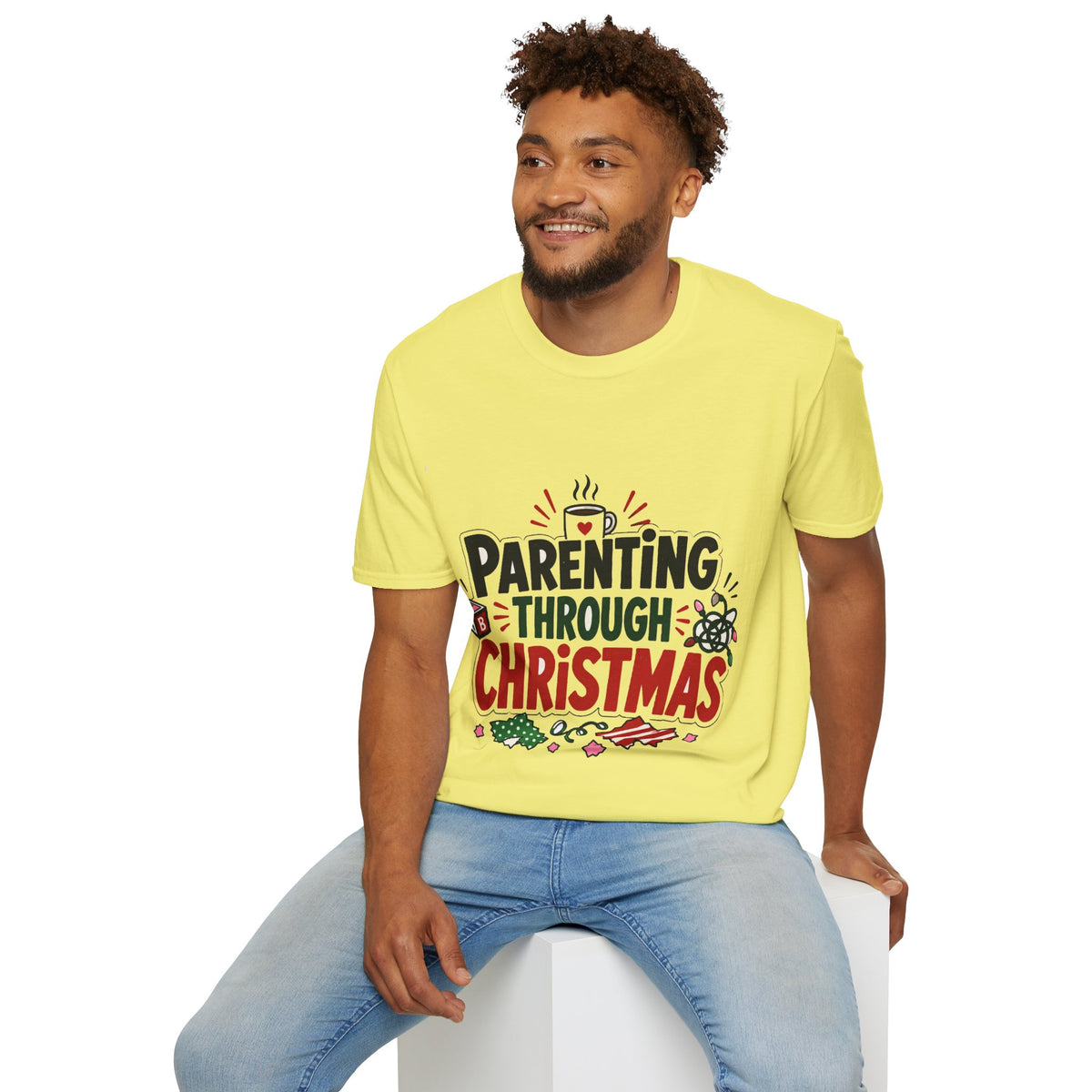 Parenting Through Christmas T-Shirt — Funny Holiday Mom Dad Tee