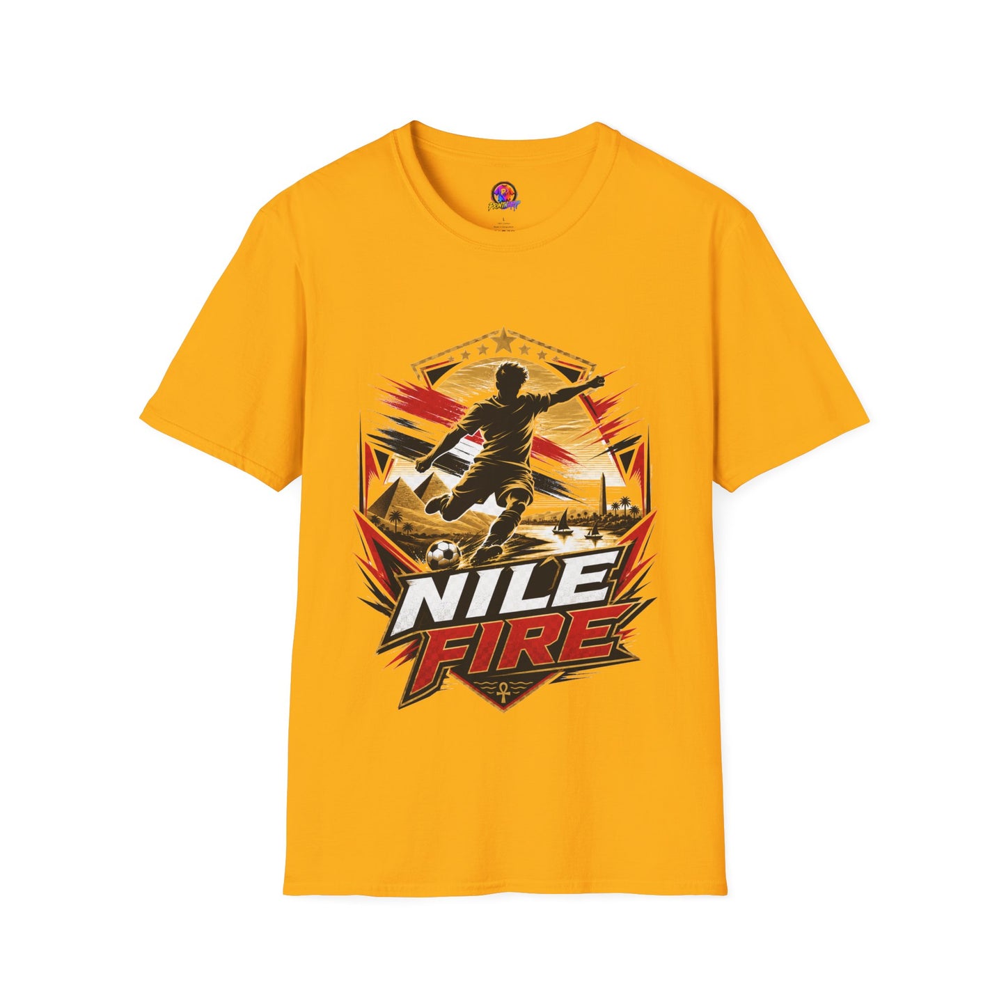 Egypt Soccer Player Nile Fire Graphic T-Shirt — Retro Athletic Team Tee