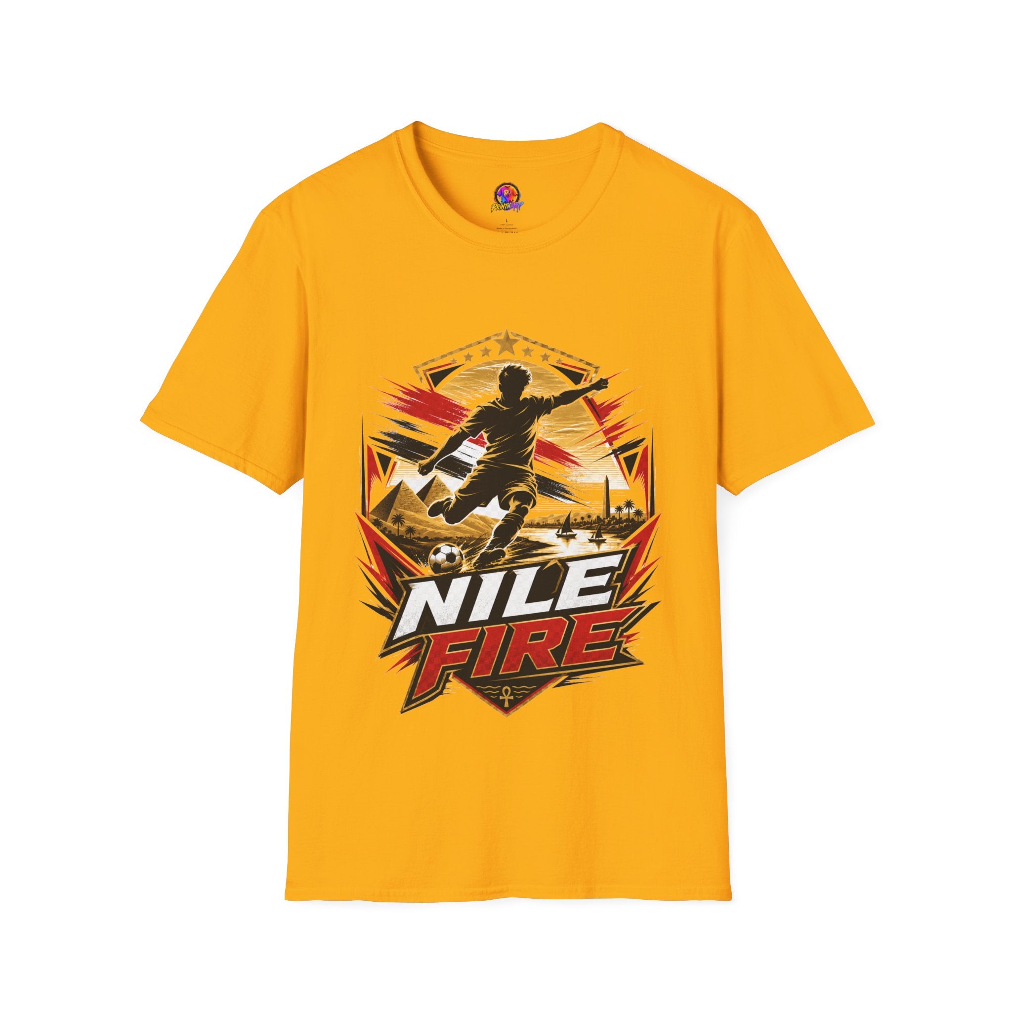 Egypt Soccer Player Nile Fire Graphic T-Shirt — Retro Athletic Team Tee