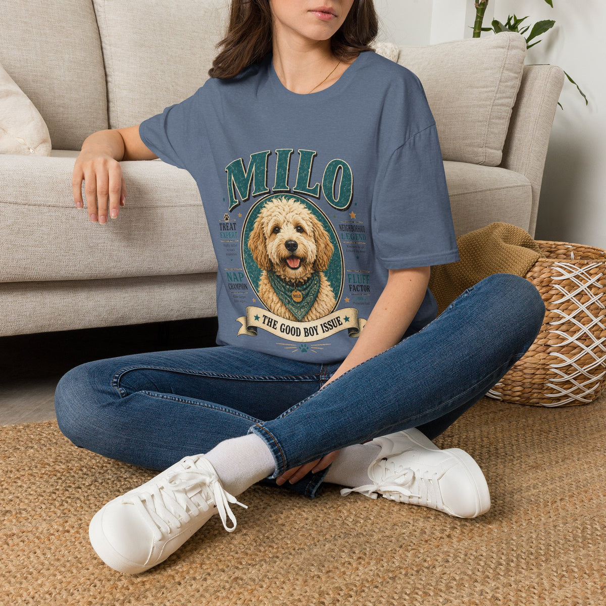 Dog Lover T-Shirt — "MILO" Personalized Pet Portrait Tee