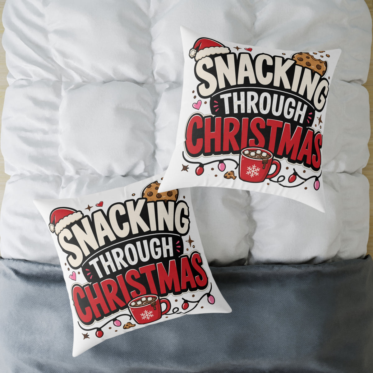 Snacking Through Christmas Modern Day Christmas  Pillow