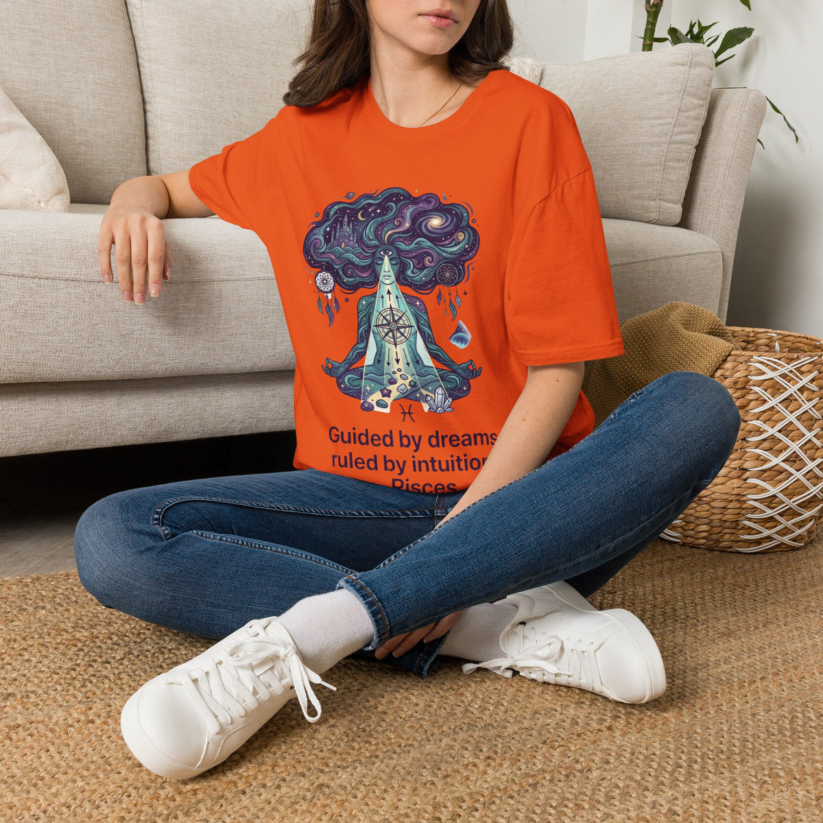 Pisces Zodiac Meditative Pisces T‑Shirt — 'Guided by dreams, ruled by intuition' Zodiac Tee