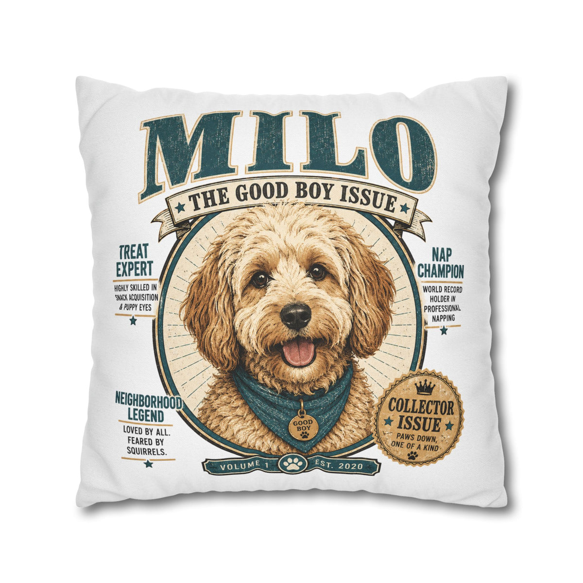 Milo "The Good Boy Issue" Decorative Pillowcase Milo Bailey Dog Dad Mom