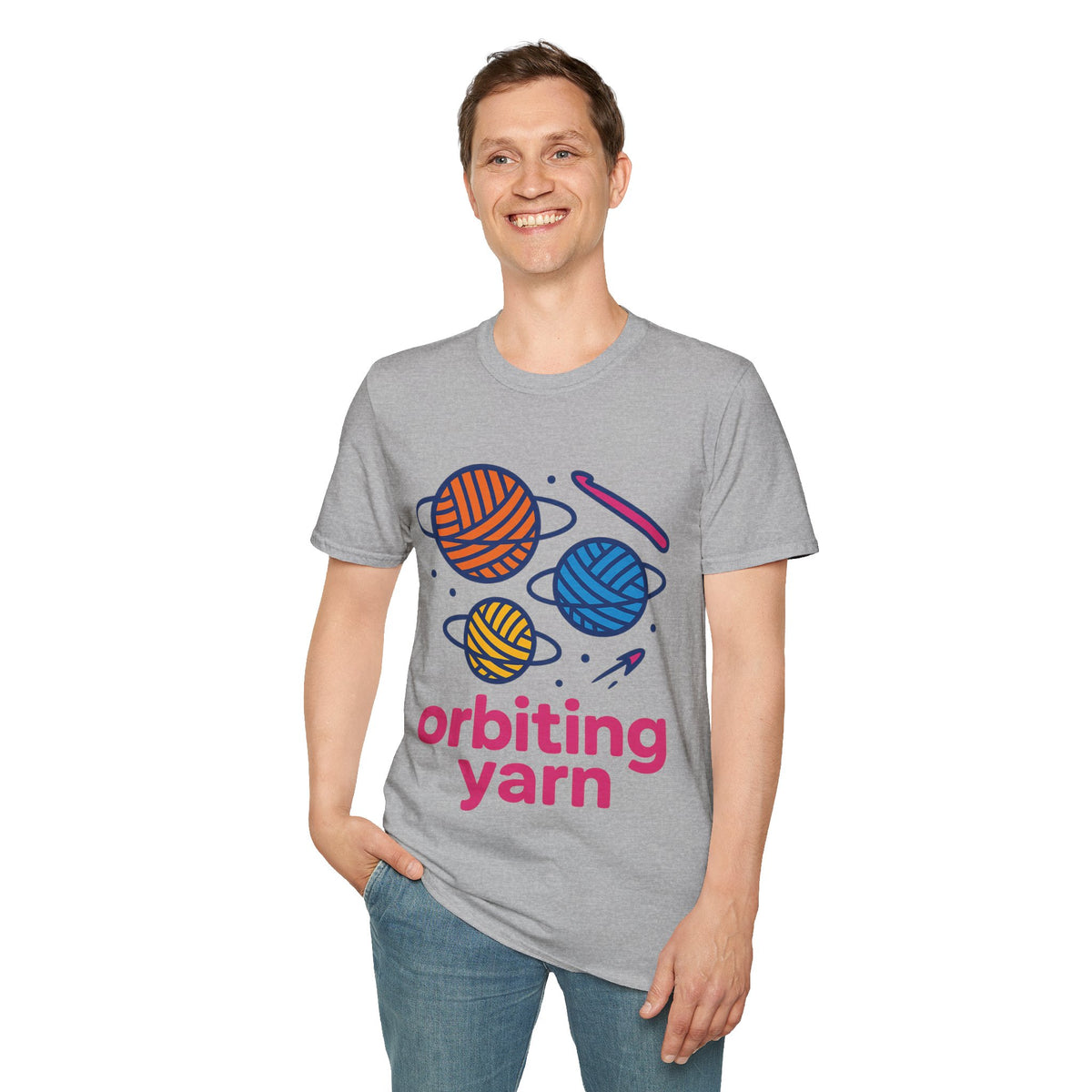 "Orbiting Yarn" Space Galaxy Crochet Graphic Tee - Funny Knitting Crafter White T-Shirt - Trending Now - September 2026