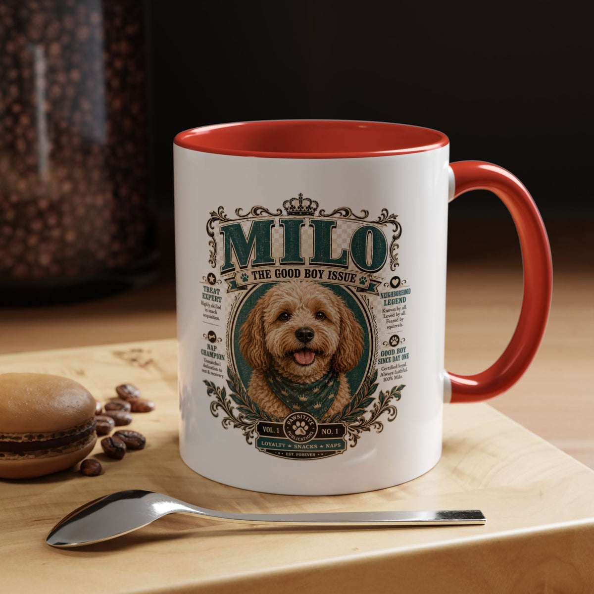 Milo Bailey Dog Dad Mom Milo Dog Portrait Coffee Mug — 'The Good Boy Issue' Accent Mug