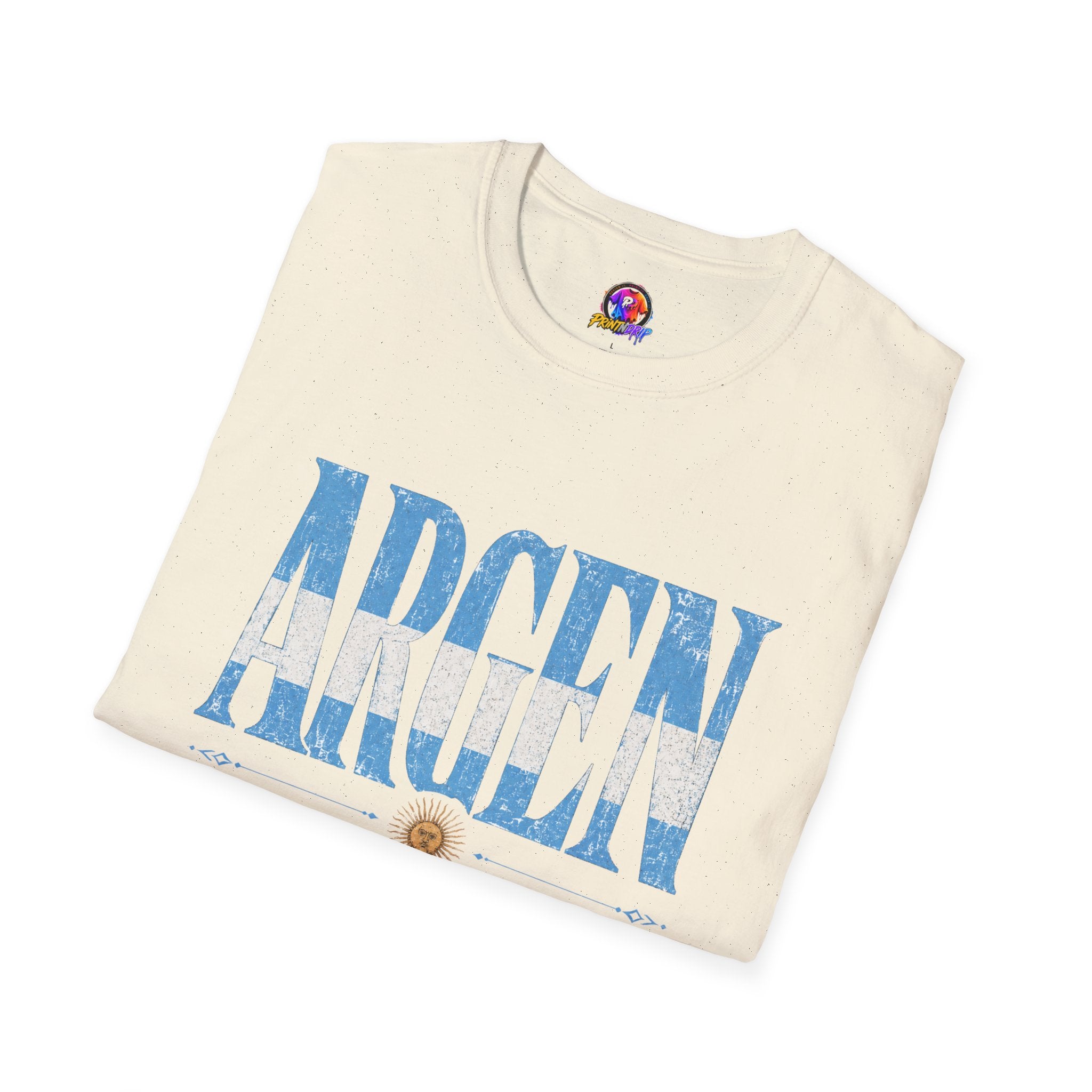 Argentina Flag Graphic T‑Shirt — Vintage Blue Distressed Typography