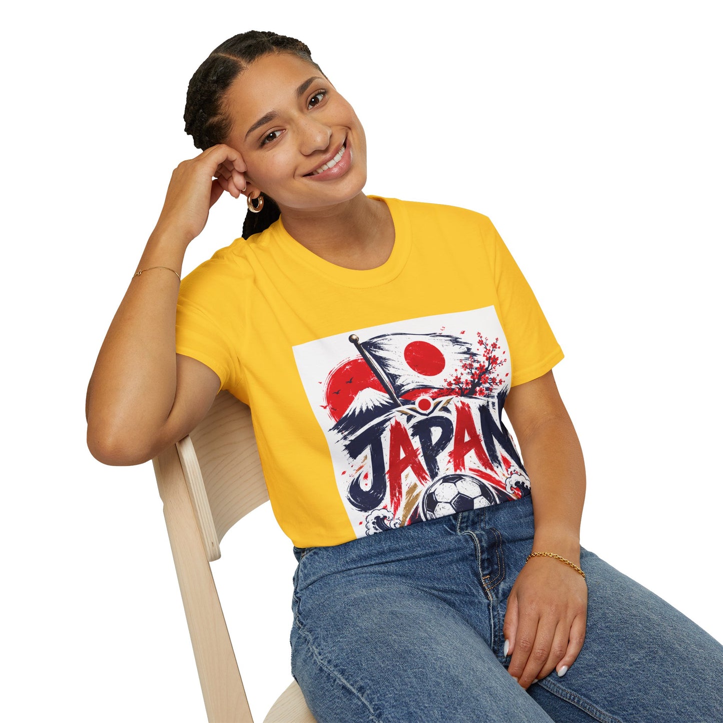Japan Soccer T-Shirt — Japanese Flag & Cherry Blossom Football Graphic