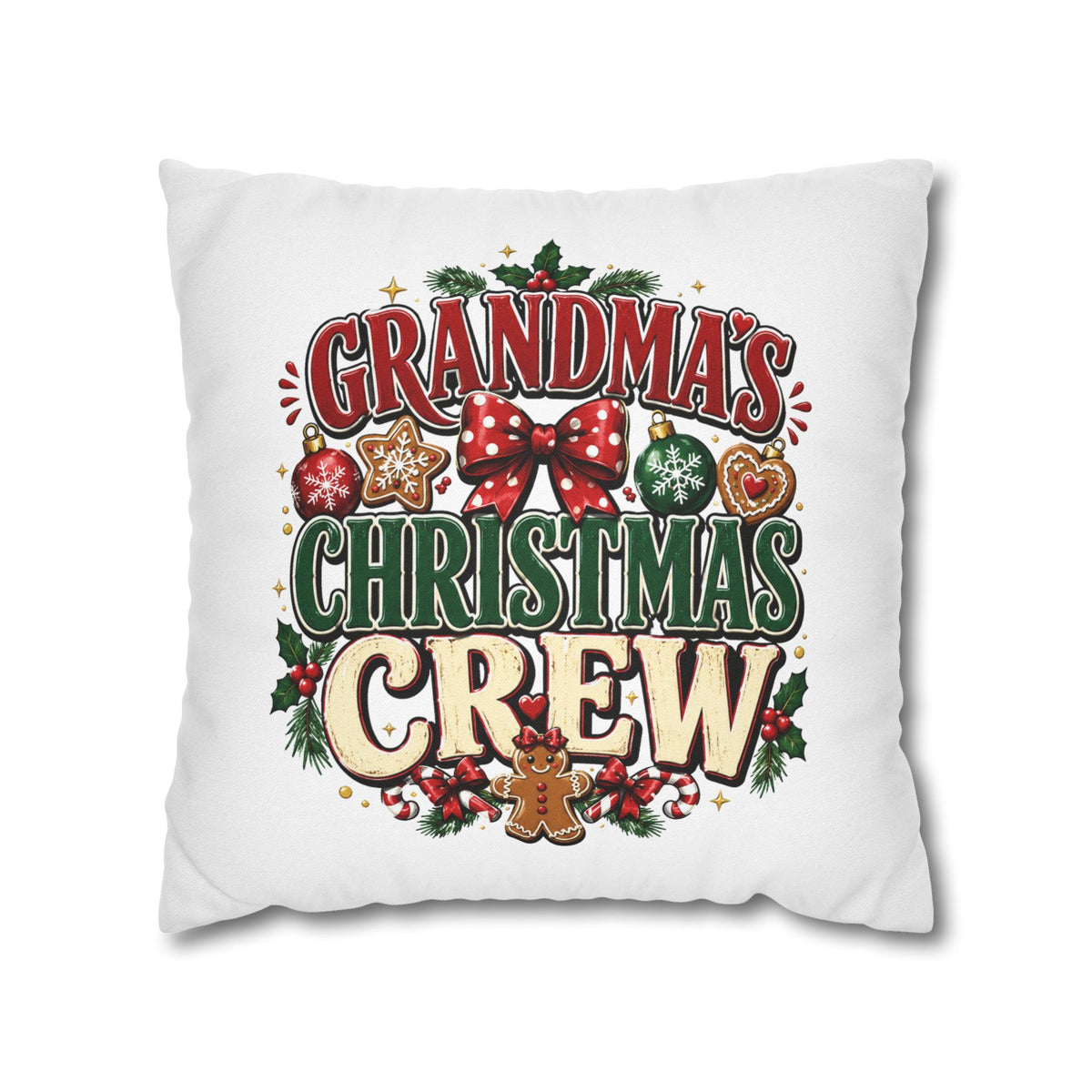 Grandma's Christmas Crew Holiday Pillowcase — Festive Family Decor
