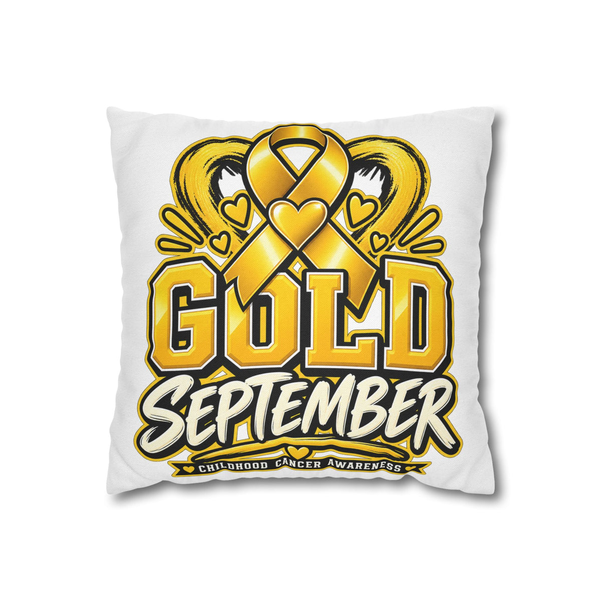 Gold September Pillowcase — Childhood Cancer Awareness Cushion Cover
