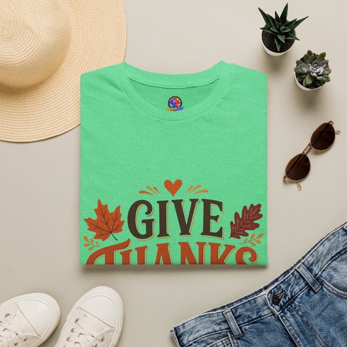 Thanksgiving T-Shirt Give Thanks Always Tee — Thanksgiving Fall Leaves Gratitude T-Shirt