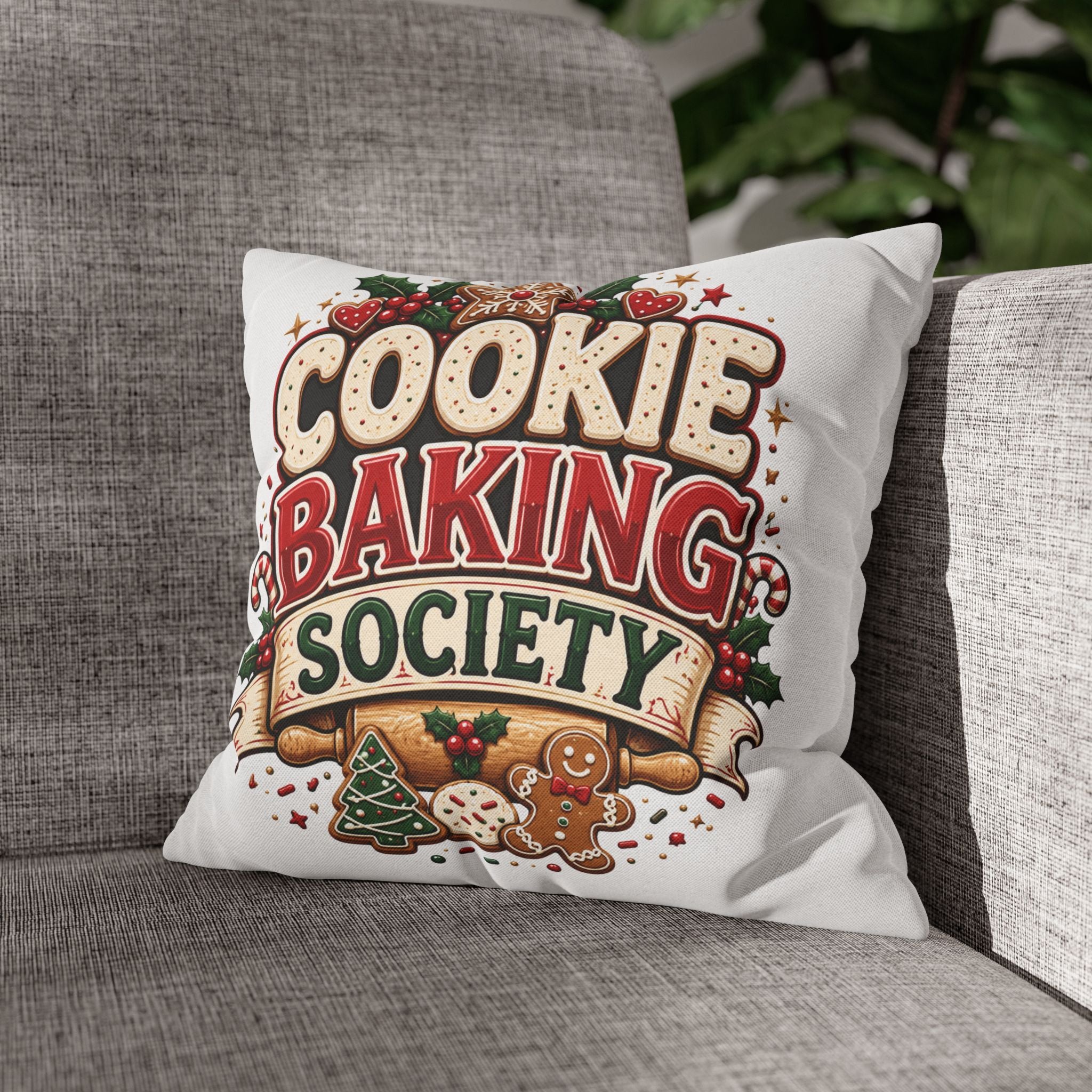 Christmas Cookie Baking Squad Pillowcase — Holiday Decorative Throw Pillow Cover