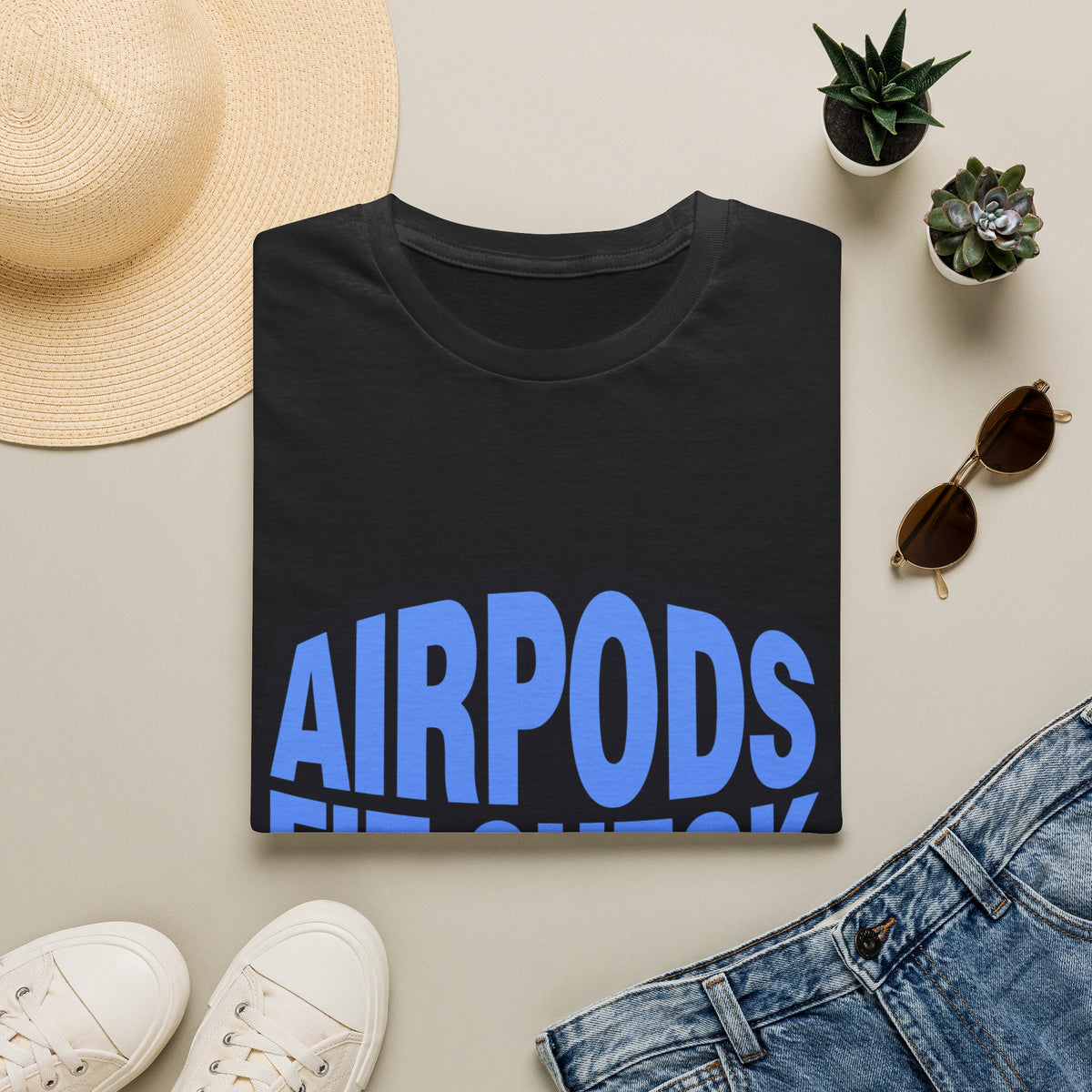 "AirPods Fit Check Approved" Y2K Tee | Blue Bubble Font Meme T-Shirt - Trending Now - September 2026