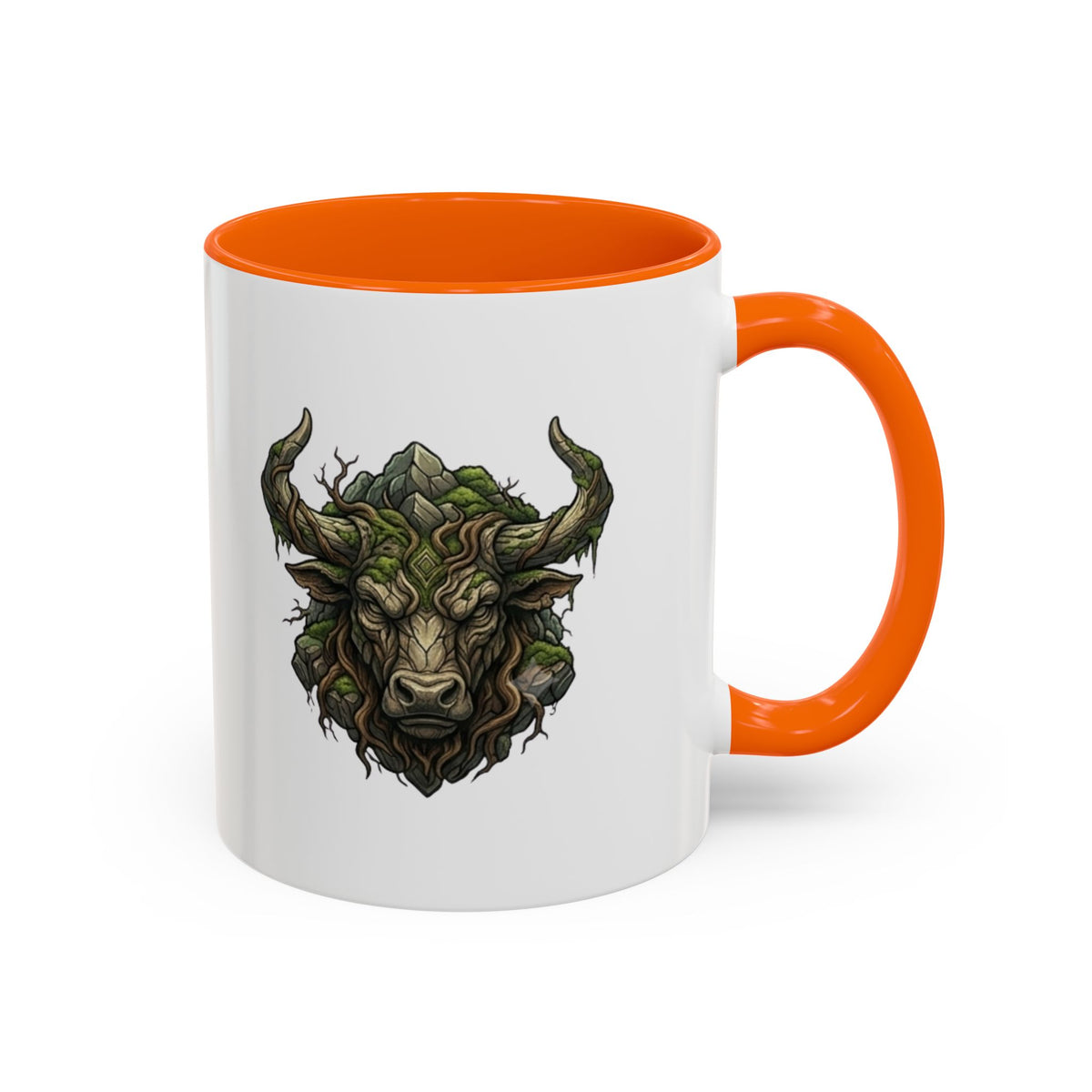 Taurus Bull Nature Coffee Mug — Rustic Green Bull Head Accent Mug
