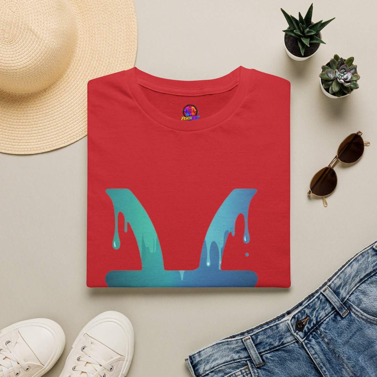 Pisces Drip Zodiac T-Shirt — Blue Gradient Astrological Tee