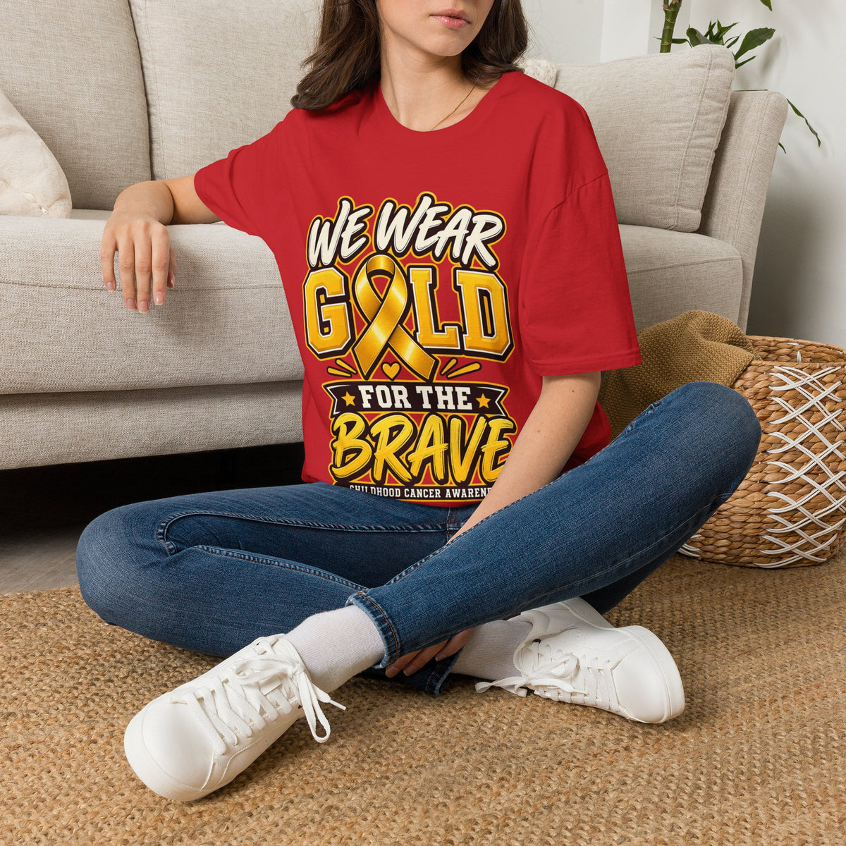 Childhood Cancer Awareness T-Shirt — "We Wear Gold For The Brave"