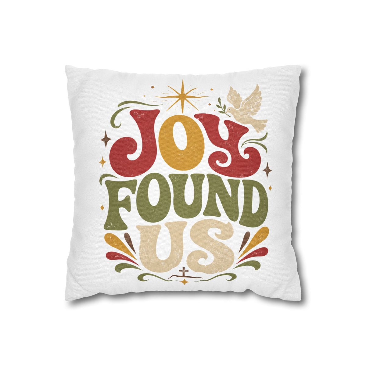 Christmas Joy Found Us Decorative Pillowcase — Retro Holiday Cushion Cover