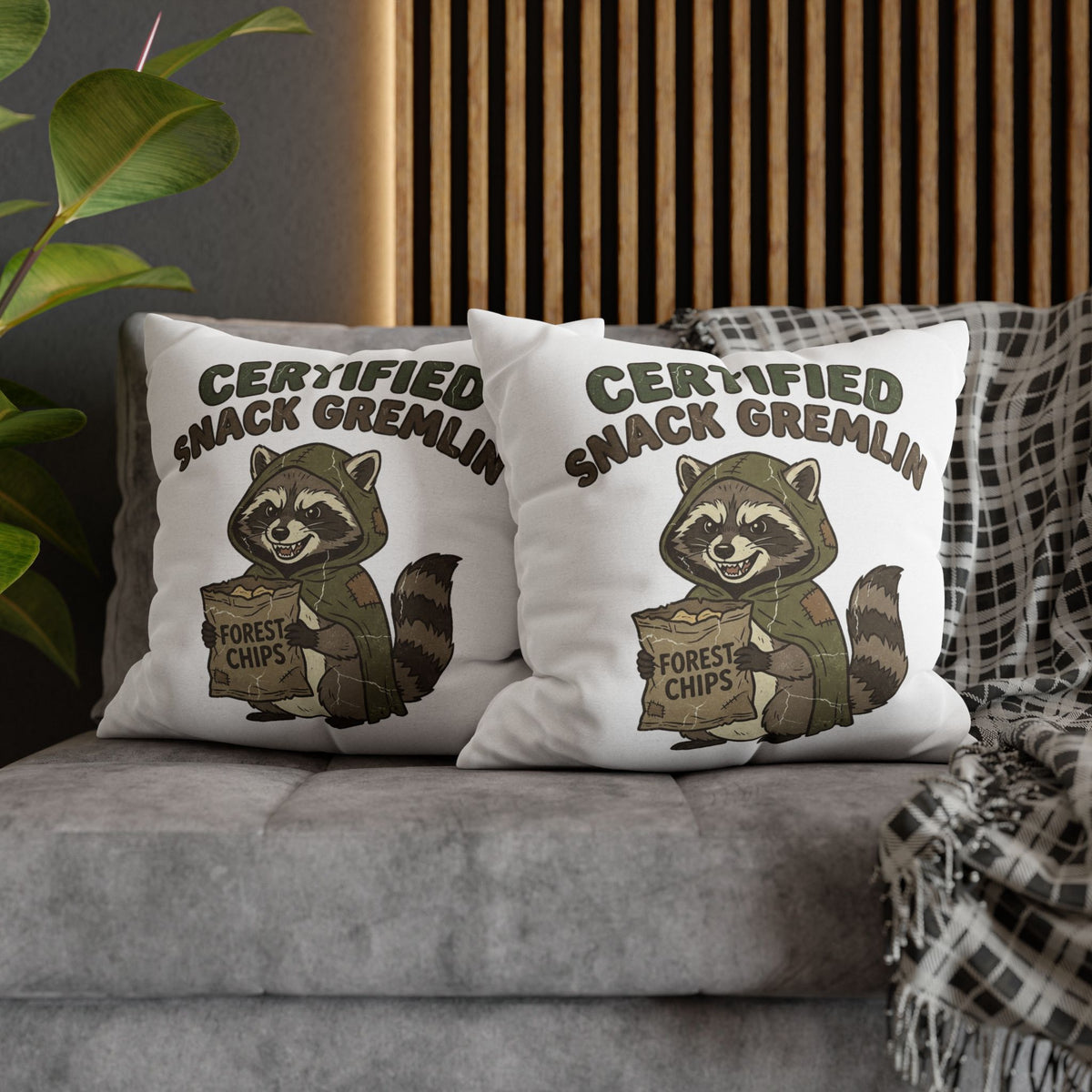Funny Certified Snack Gremlin Raccoon Throw Pillowcase