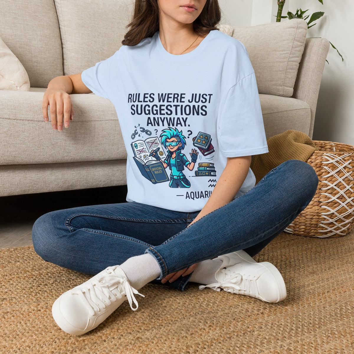 Aquarius Zodiac T‑Shirt — "Rules Were Just Suggestions Anyway" Graphic Tee