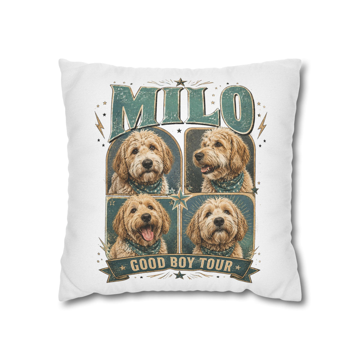 Milo "Good Boy Tour" Dog Photo Pillowcase Milo Bailey Dog Dad Mom