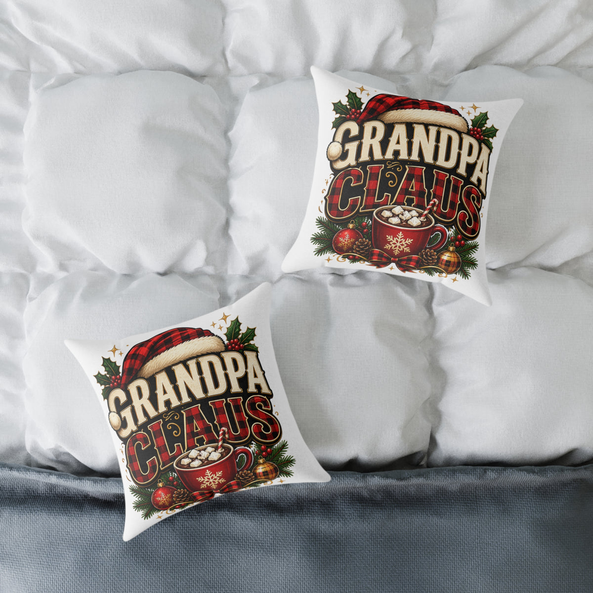 Grandpa Claus Christmas Throw Pillow — Festive Holiday Decorative Cushion
