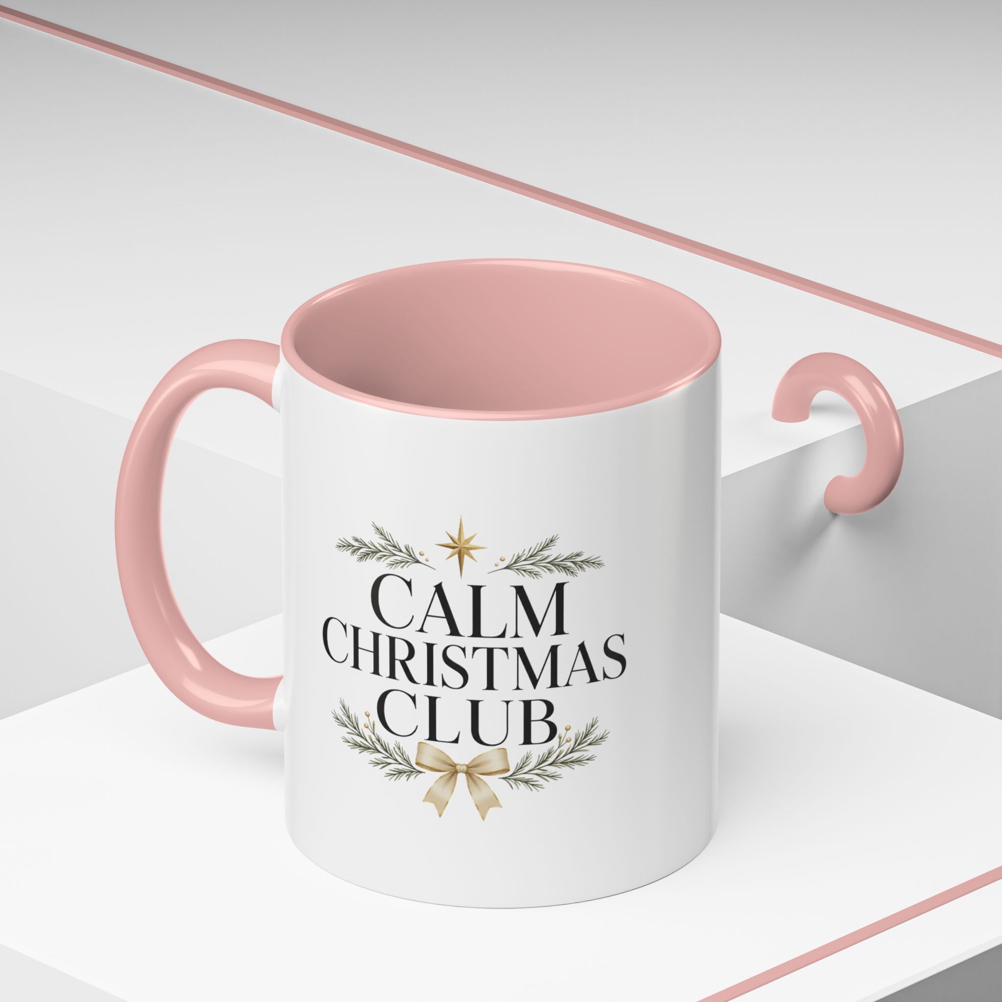 Christmas Calm Christmas Club Accent Coffee Mug — Holiday Floral Wreath