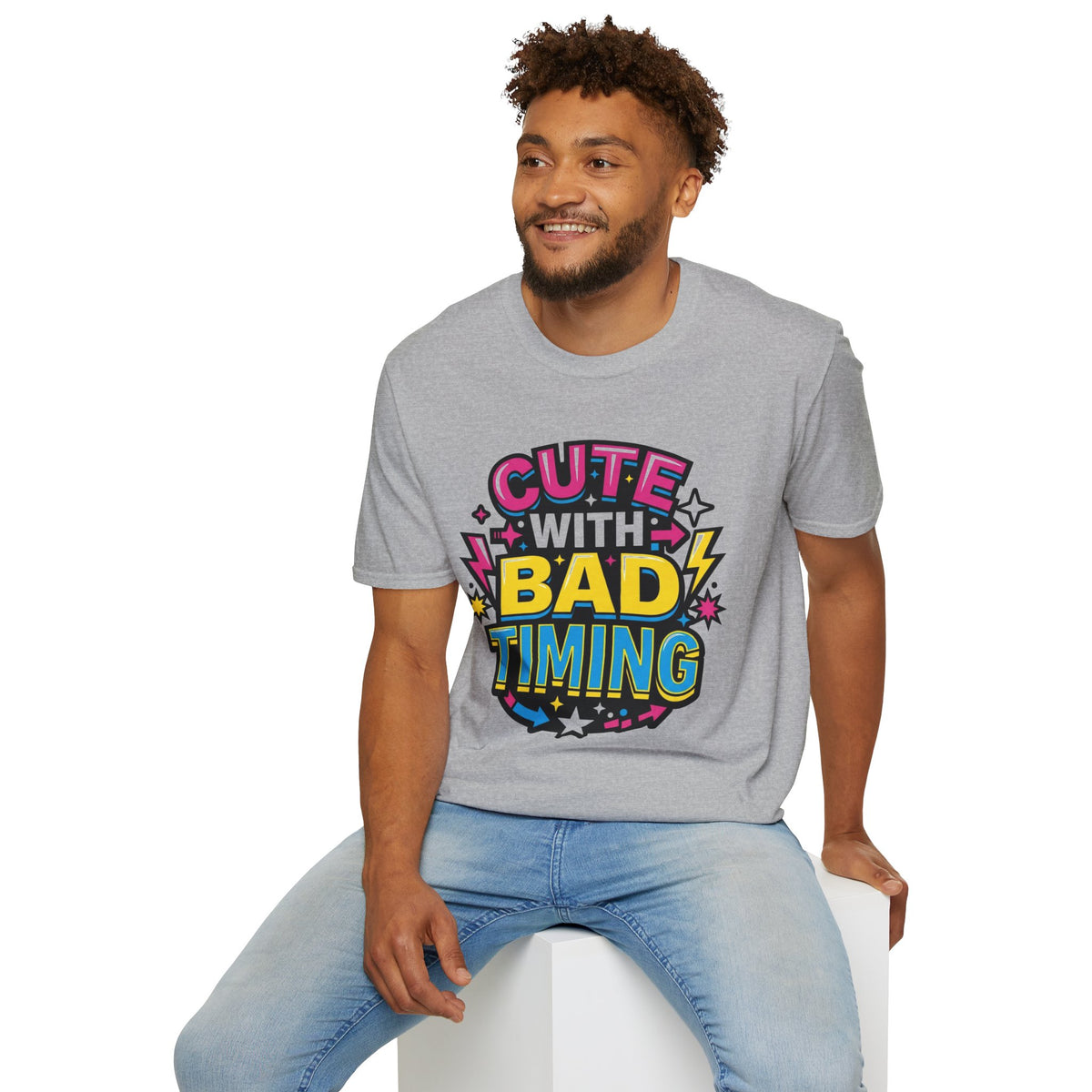 Cute But Bad Timing Graphic T-Shirt — Funny Retro Rainbow Tee - Trending Now - August 2026