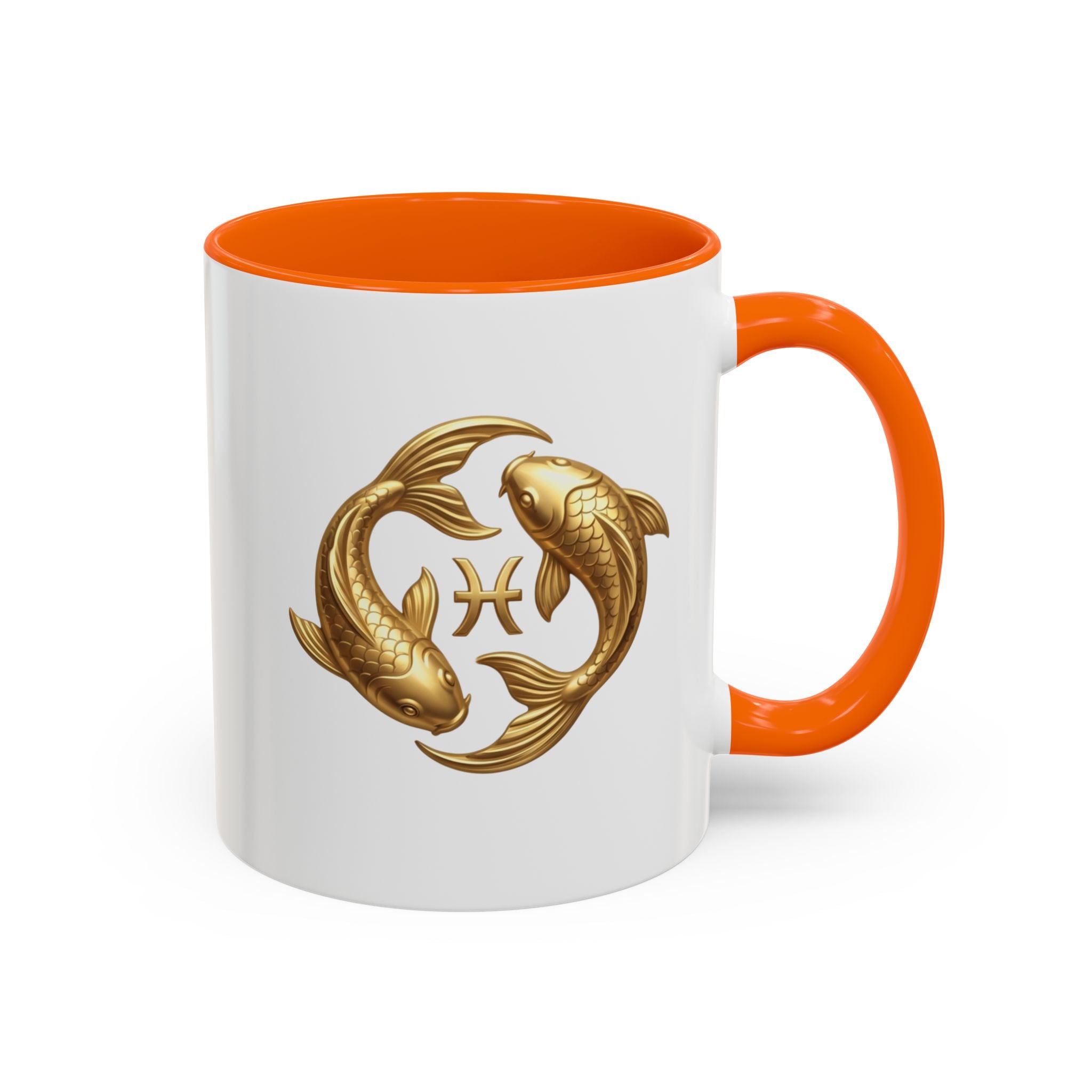 Pisces Zodiac Coffee Mug – Gold Koi Fish Horoscope Accent Mug