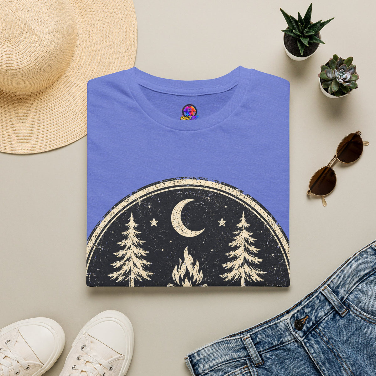 Campfire After Dark Tee — Vintage Wilderness Camping T-Shirt