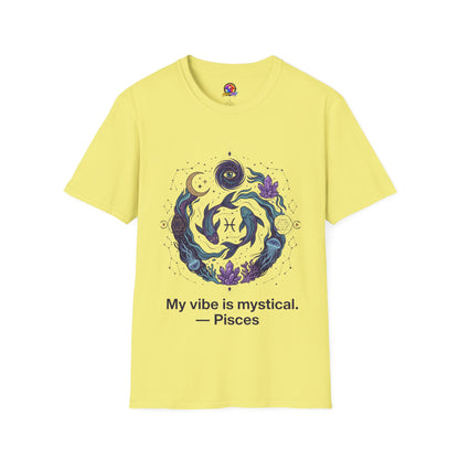 Pisces Mystic Vibes T-Shirt — Astrology Zodiac Tee with 'My vibe is mystical'