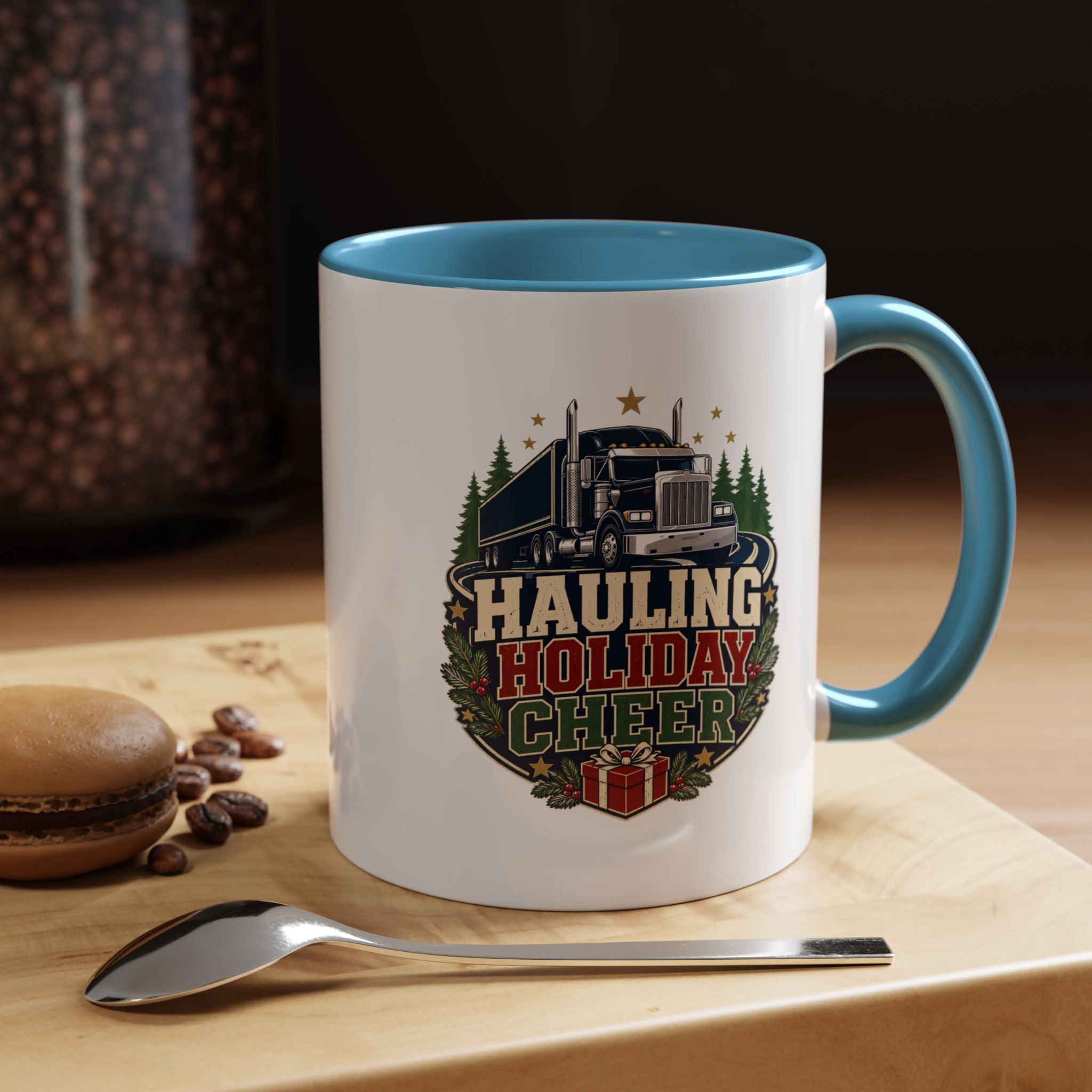Modern Day Christmas Hauling Holiday Cheer Coffee Mug