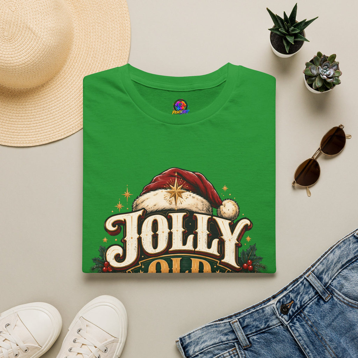 Jolly Old Soul T-Shirt — Vintage Santa Holiday Graphic Tee