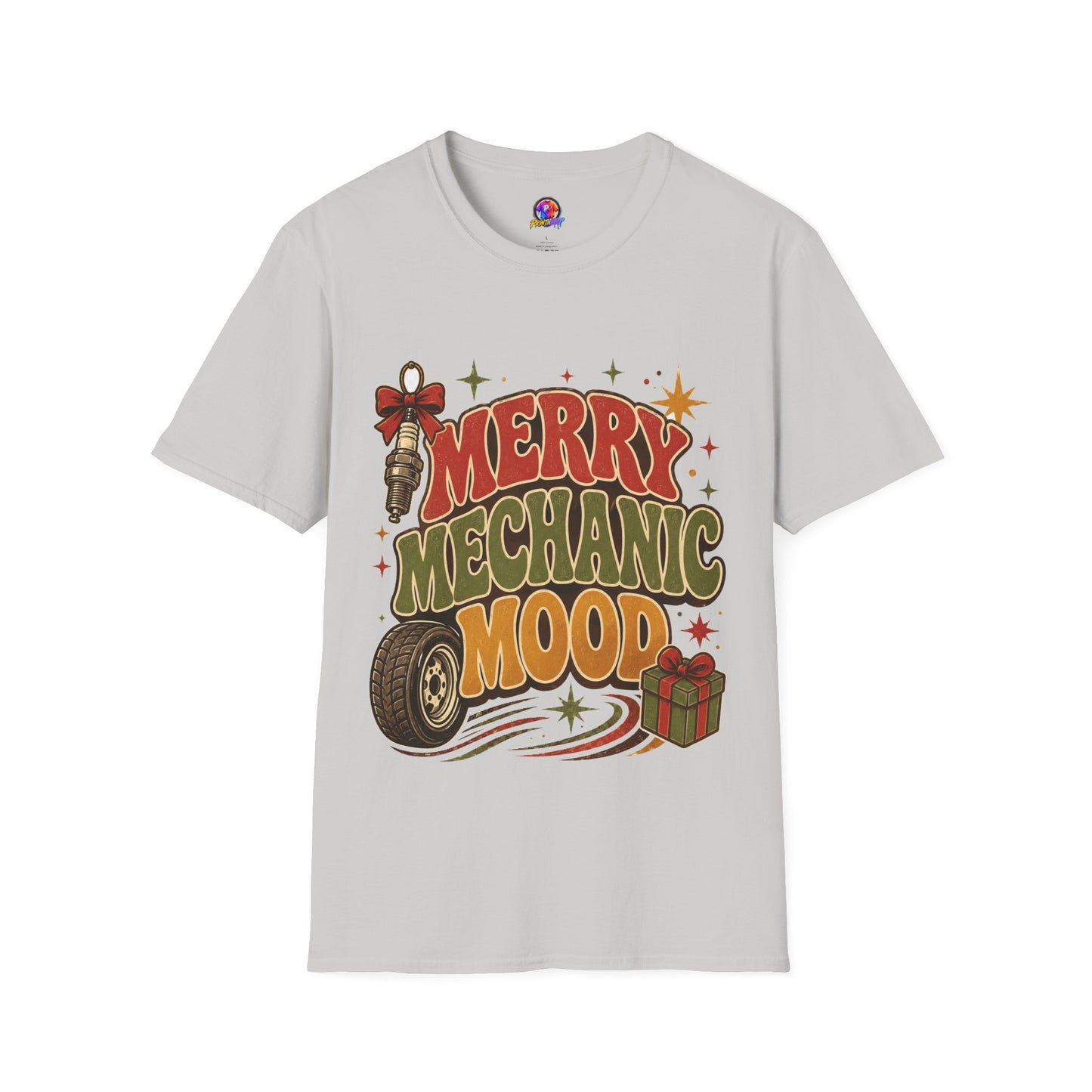 Merry Mechanic Mood T‑Shirt — Retro Holiday Auto Technician Gift