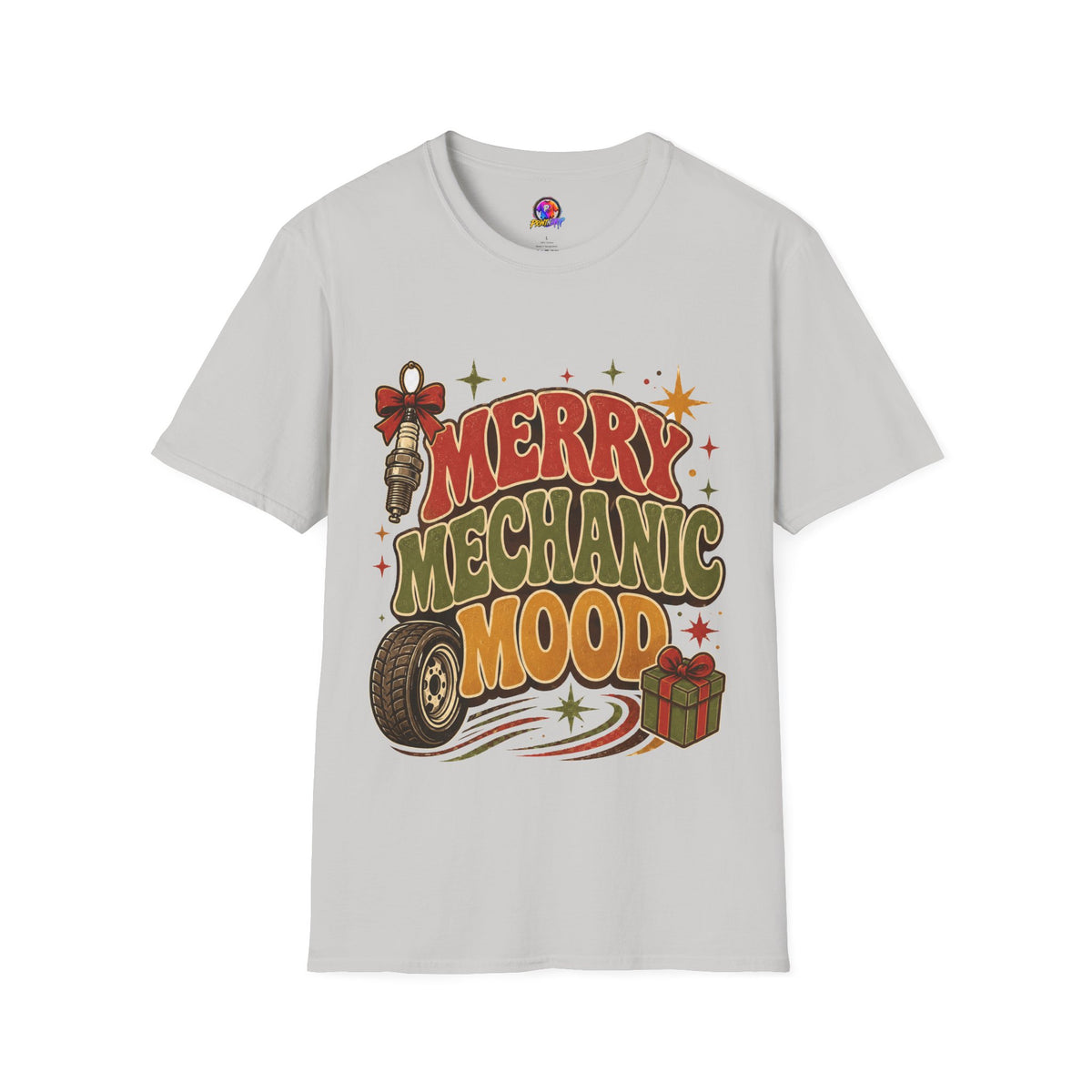 Merry Mechanic Mood T‑Shirt — Retro Holiday Auto Technician Gift