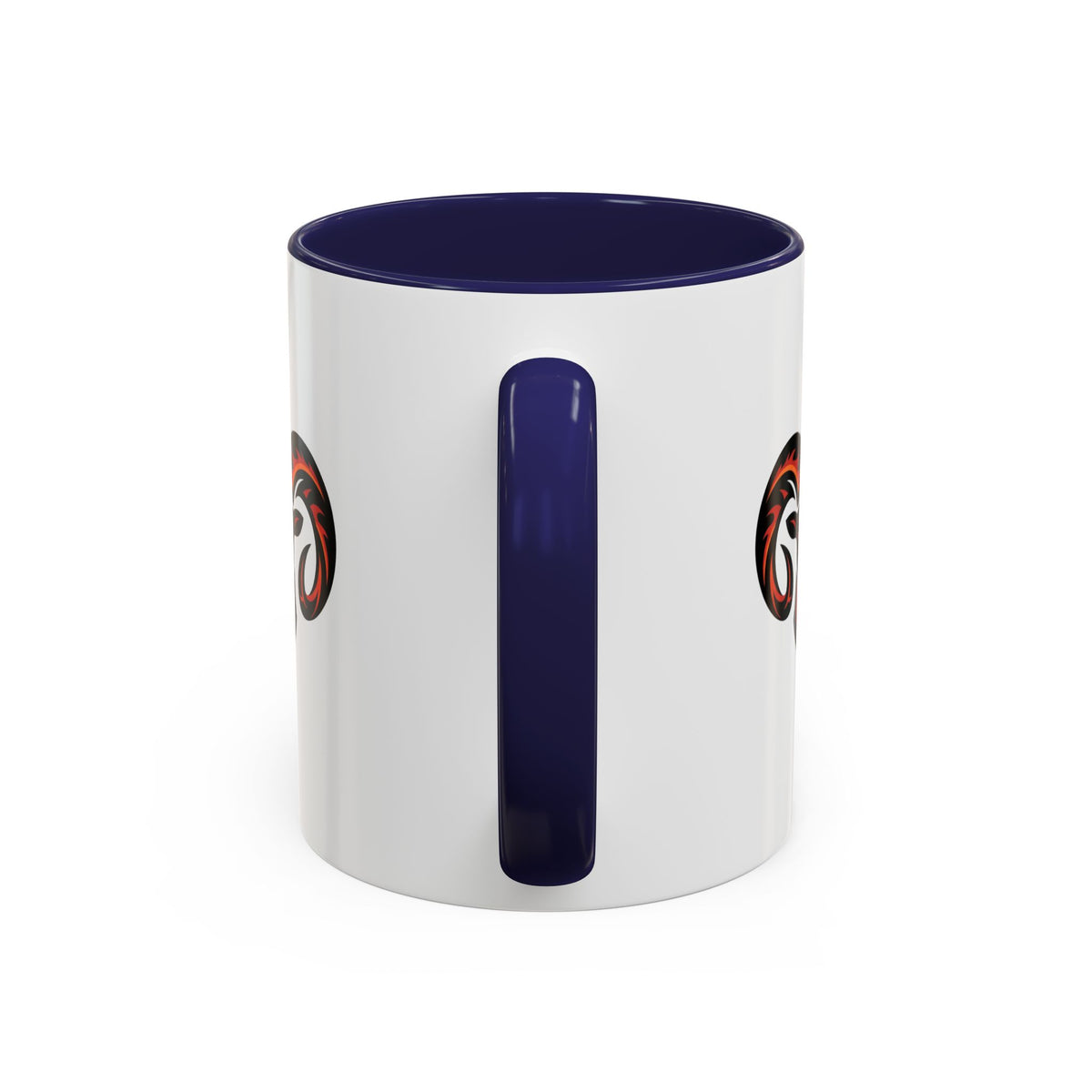 Aries Zodiac Ram Logo Accent Coffee Mug — Bold Tribal Ram Head Design