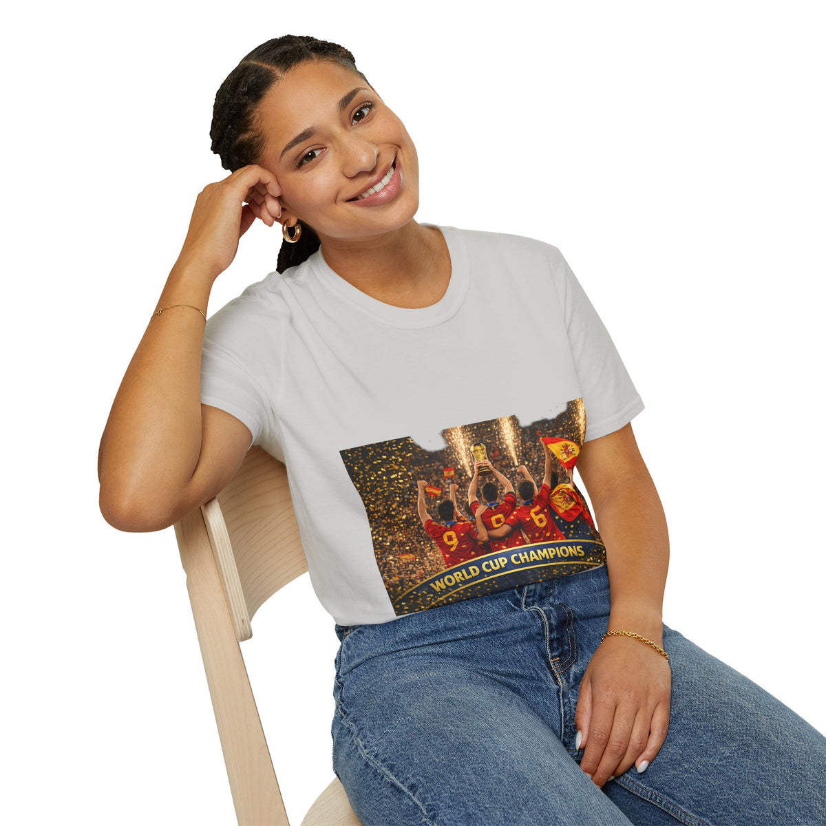 Spain World Cup Champions T‑Shirt — Soccer Trophy Celebration Tee