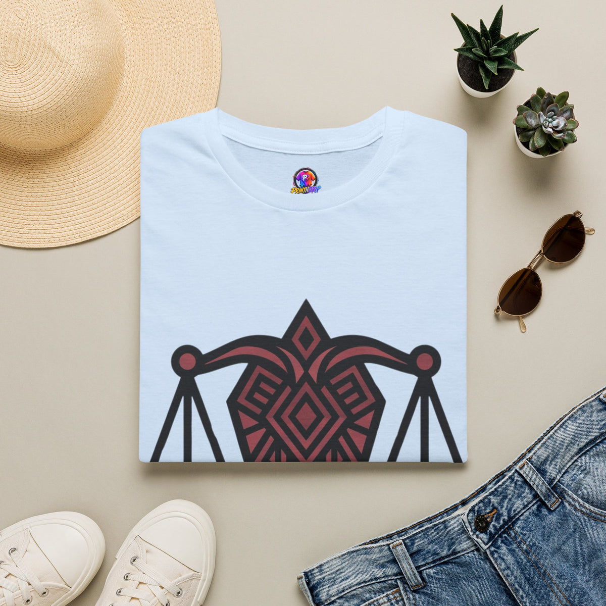 Libra Scales Graphic T‑Shirt — Tribal Zodiac Balance Design