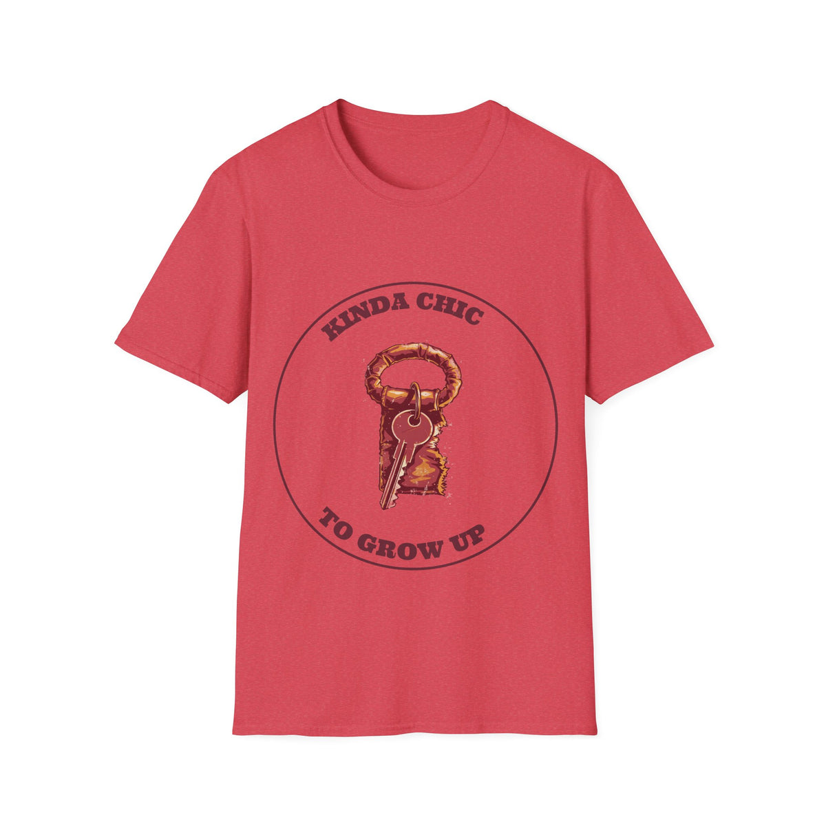 "Kinda Chic To Grow Up" Vintage Key Graphic Tee - Funny Relatable Aesthetic White T-Shirt - Trending Now - September 2026