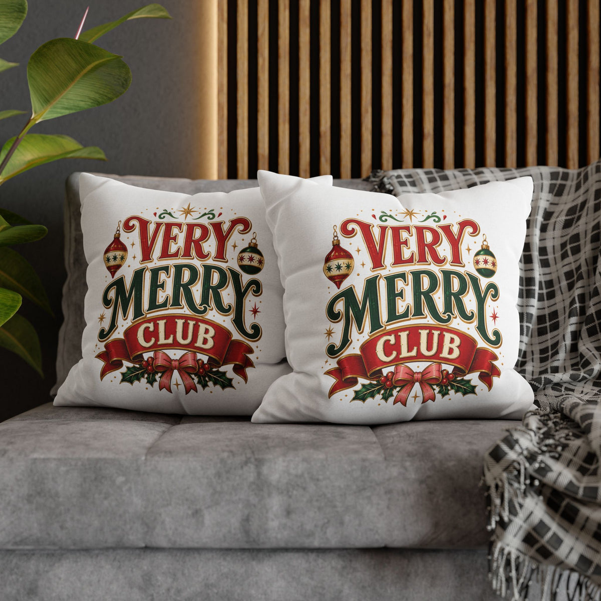 Christmas Very Merry Club Holiday Pillowcase — Christmas Decorative Throw Pillow