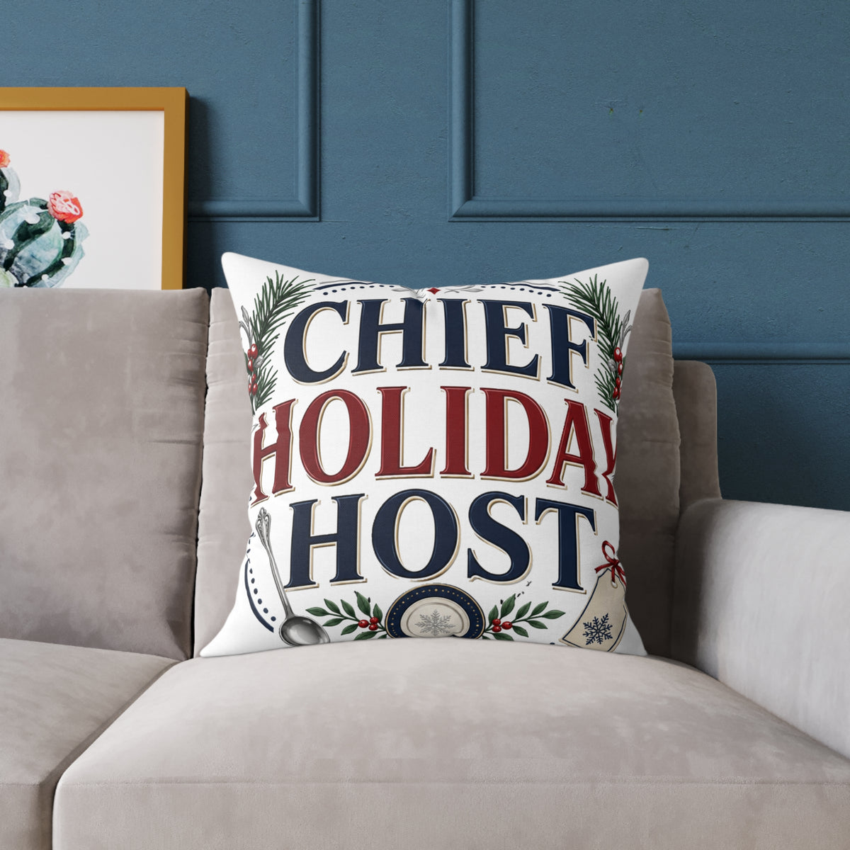 Christmas Chief Holiday Host Throw Pillow — Festive Christmas Decorative Cushion
