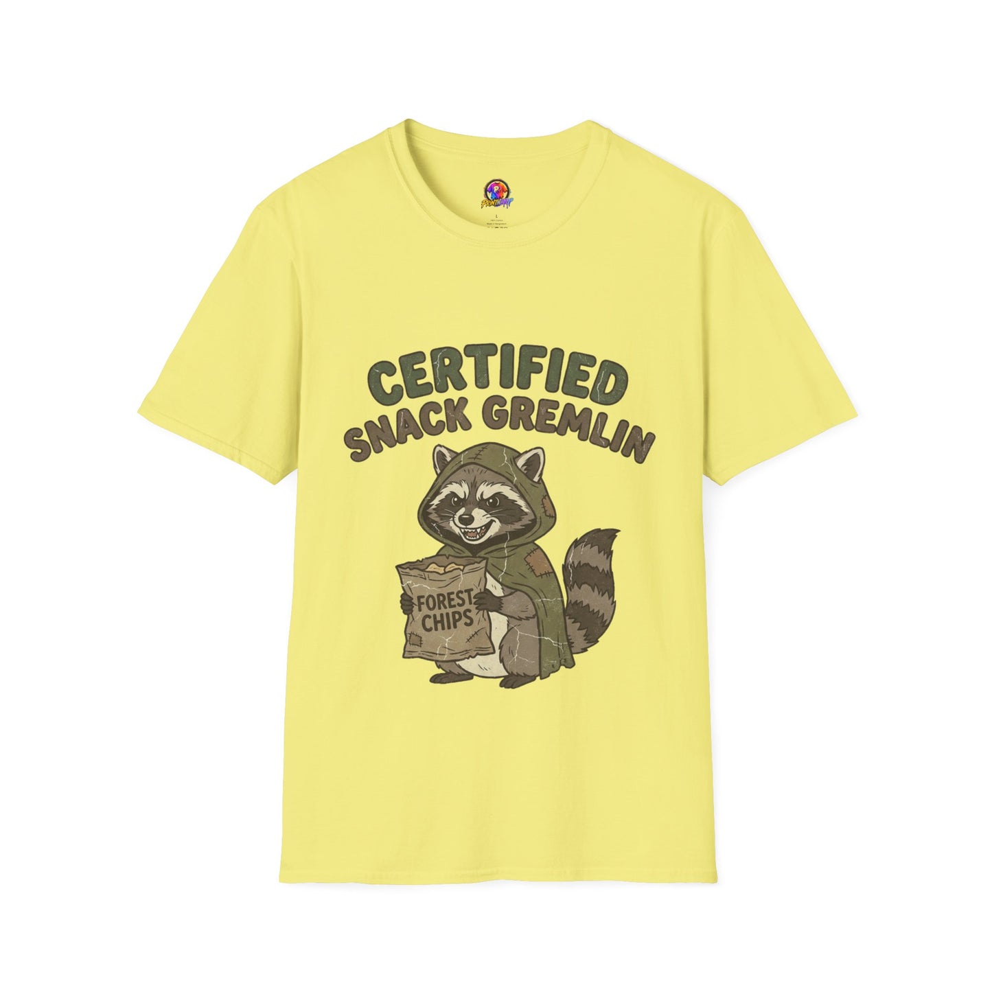 Certified Snack Gremlin T-Shirt — Funny Raccoon Snack Lover Tee