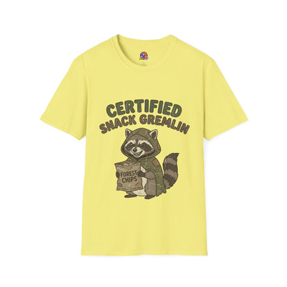 Certified Snack Gremlin T-Shirt — Funny Raccoon Snack Lover Tee
