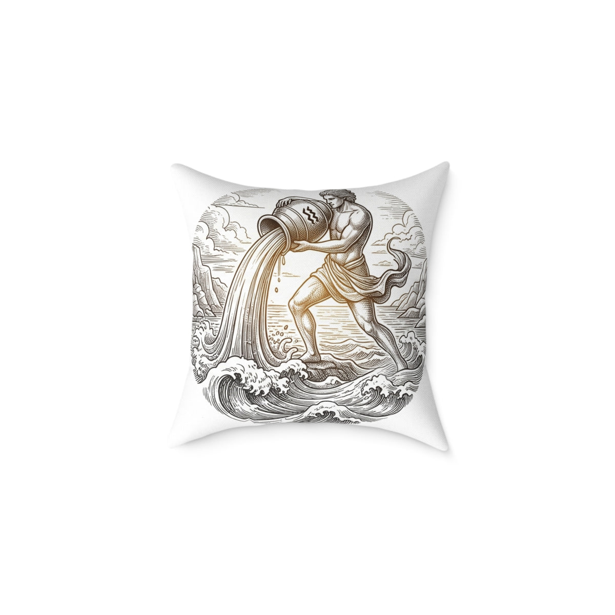 Aquarius Zodiac Pillow — Water-Bearer Astrology Throw Pillow