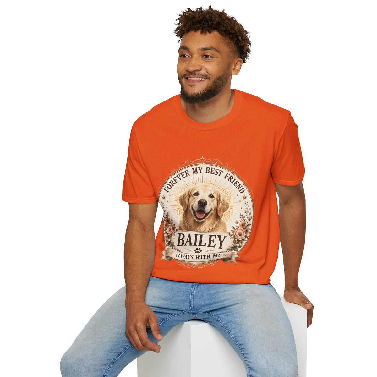 Dog Lover T-Shirt — “Forever My Best Friend” Personalized Golden Retriever Tee